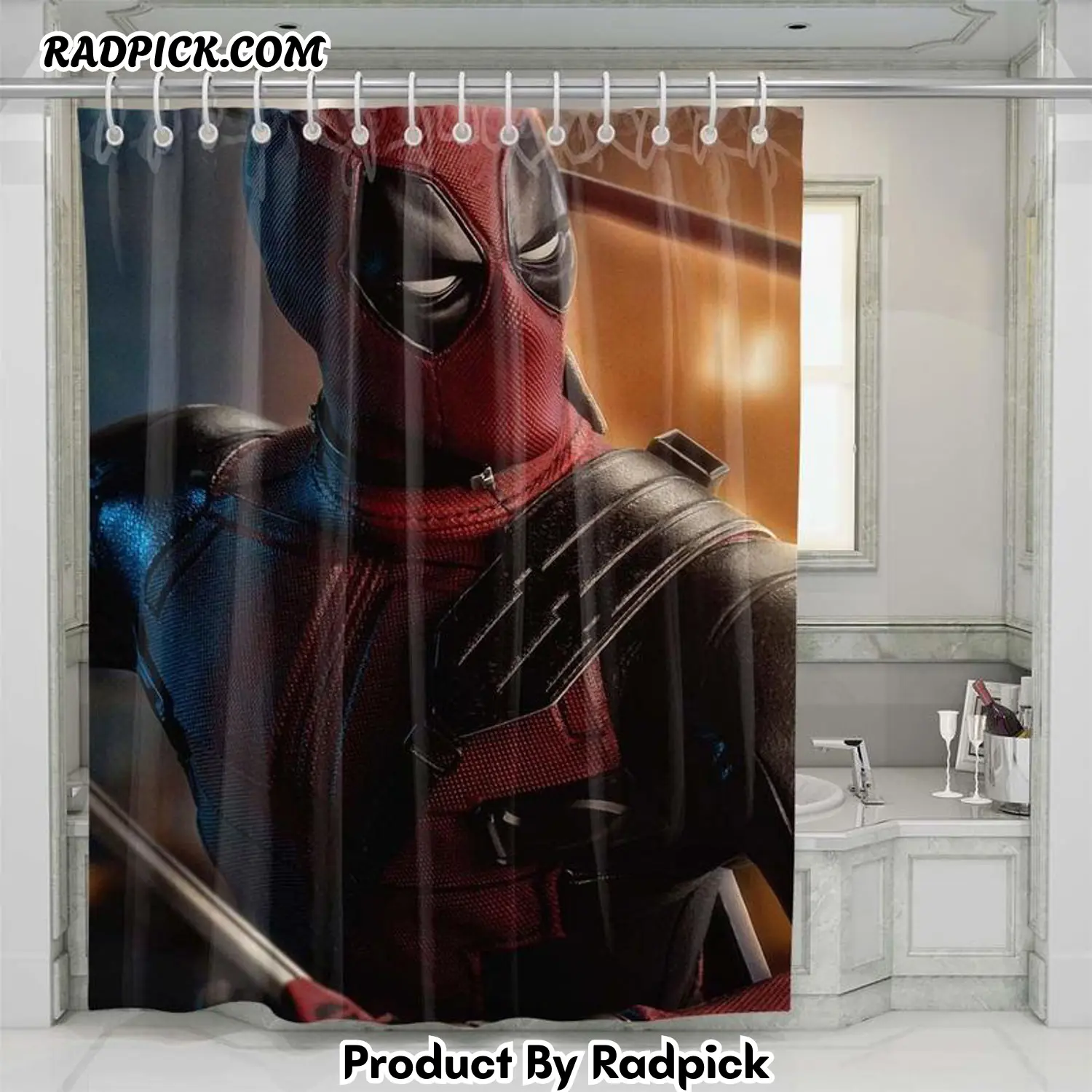 Funny deadpool shower curtain set bathroom set for bathroom decor best gift for friends rp387887